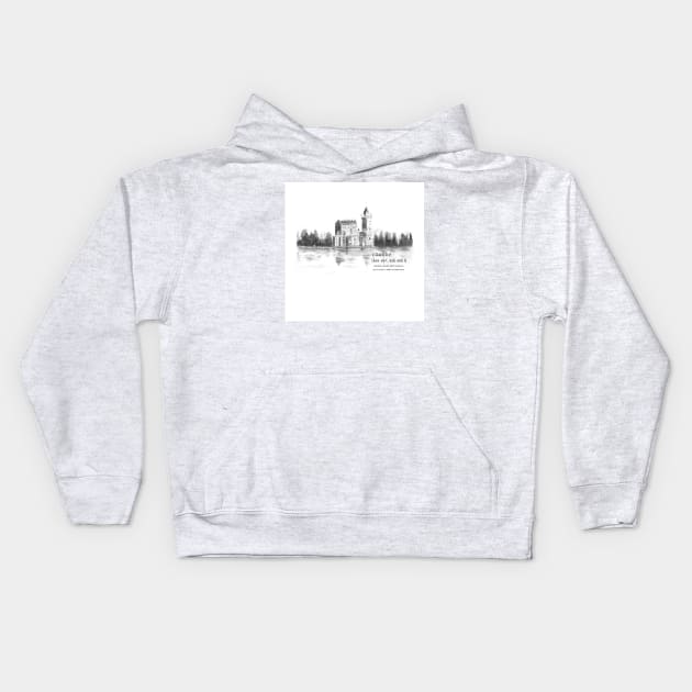 ancient castle by the lake Kids Hoodie by colorandcolor